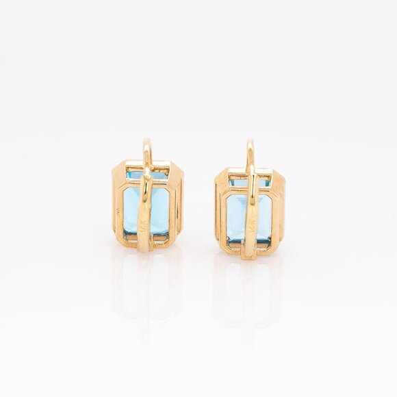 Brazilian Sky Blue Topaz Earrings in 14K Solid Gold | Fine Jewelry - Picture 8 of 8